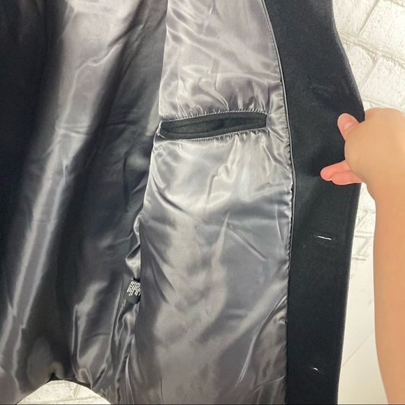 London Fog Men’s Black Wool blend Peacoat Size Large Great Preowned Condition - Picture 3 of 7